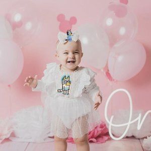 Bluey Dress White Long Sleeve  Girl Bingo Outfit Bluey Clothes Bluey Birthday